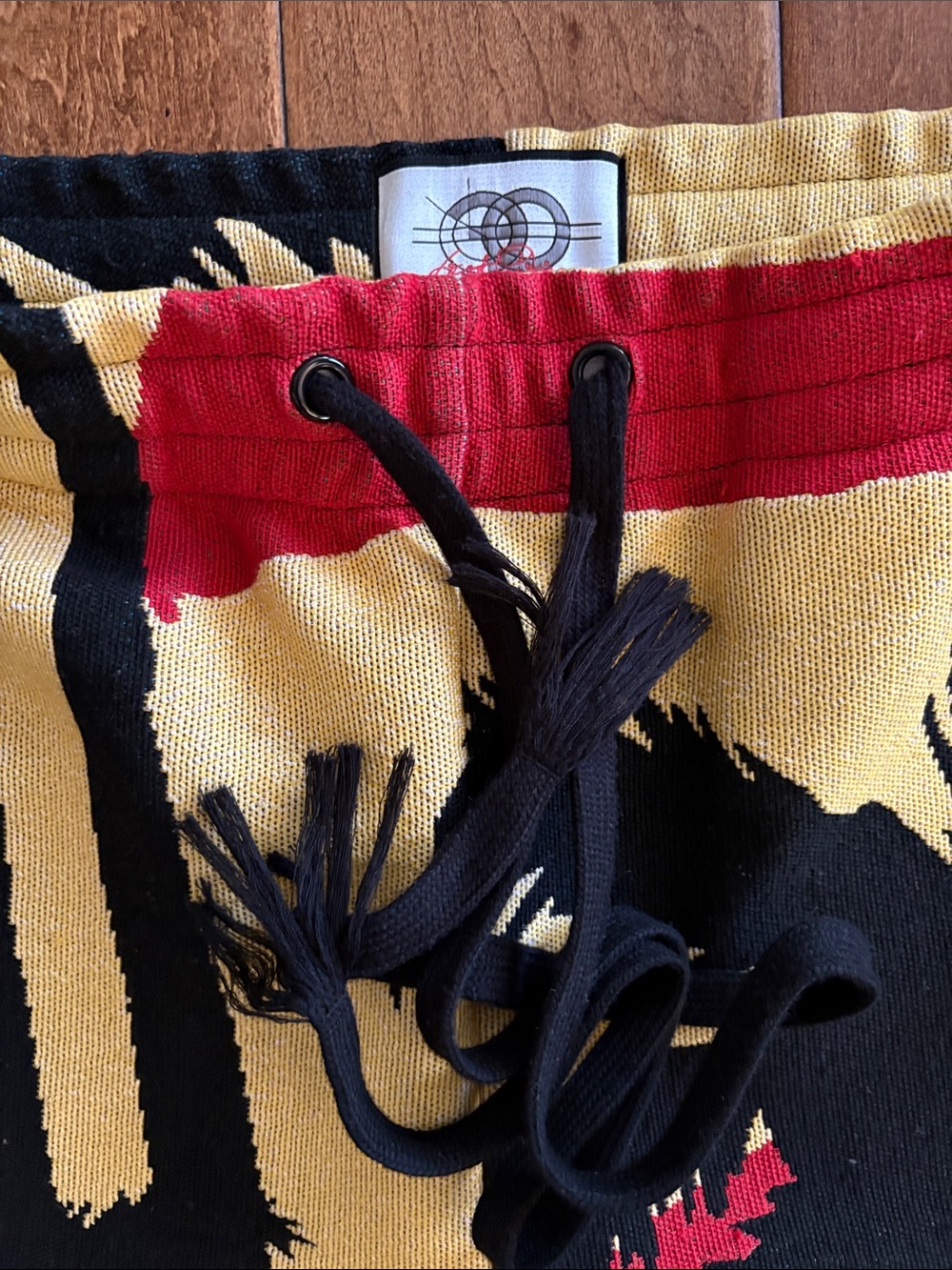 Graphic Tiger & Face Patchwork Joggers in Black, Red, Gold - Picture 8 of 8